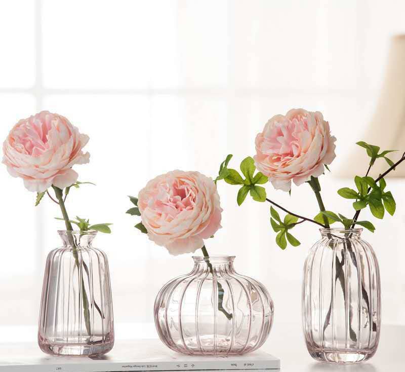 Pleated Glass Bud Vase - Pink