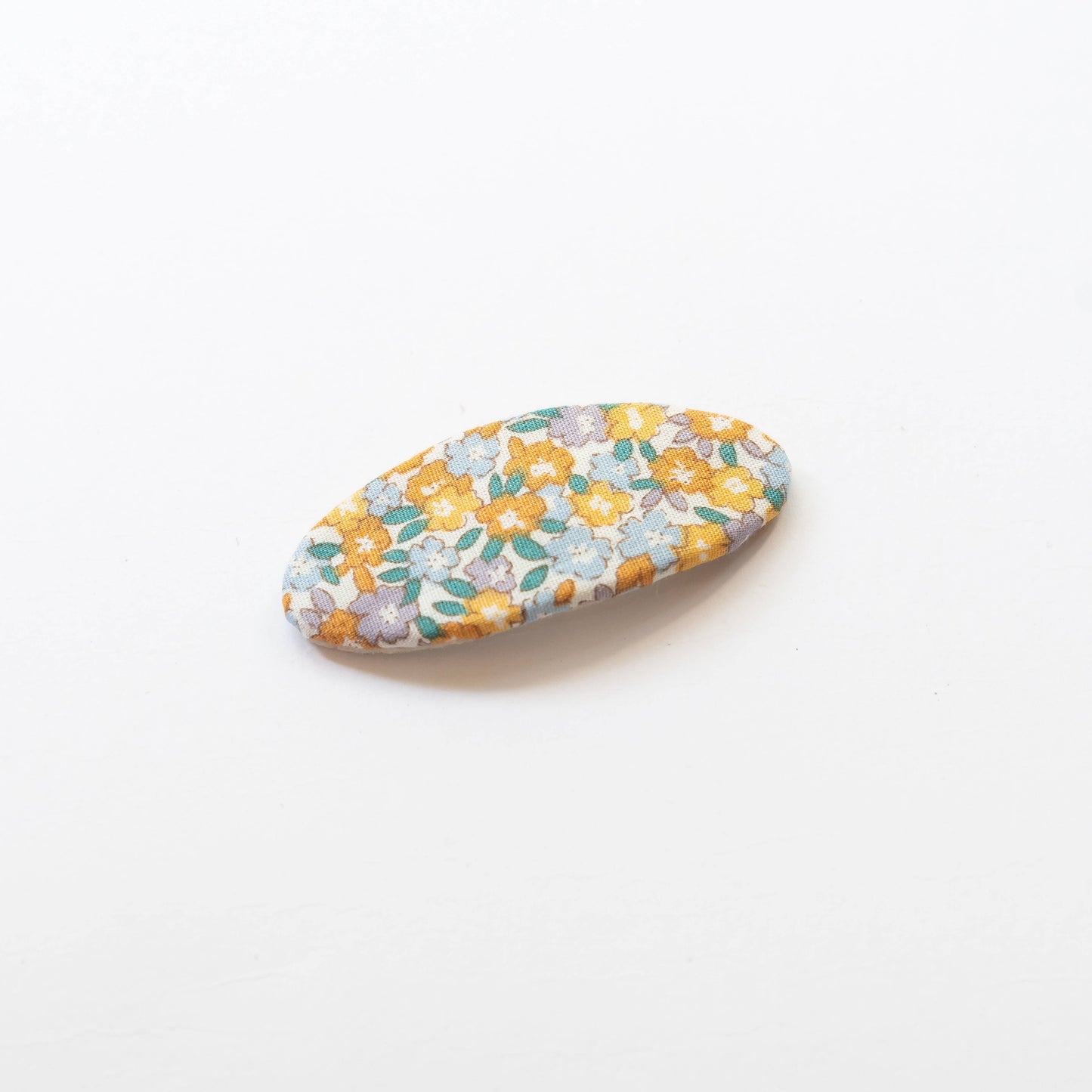 Oval Embroidered Floral Snap Hair Clips | Pastel Yellow