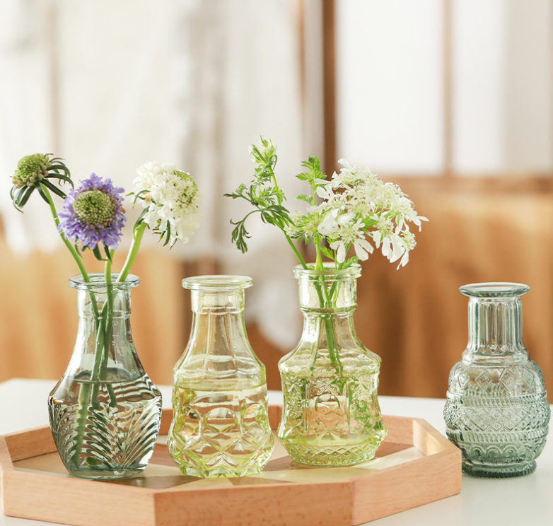 Vintage Style Green Bud Vases