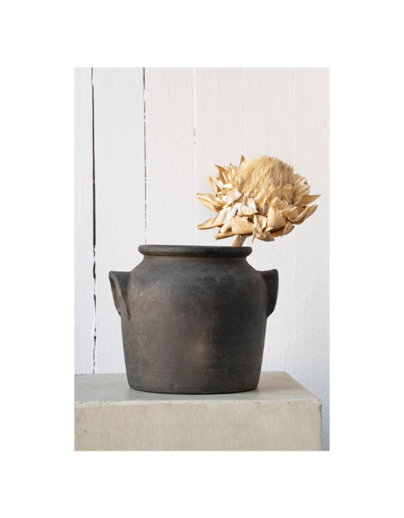 Milos Burnt Terracotta Urn Pot L