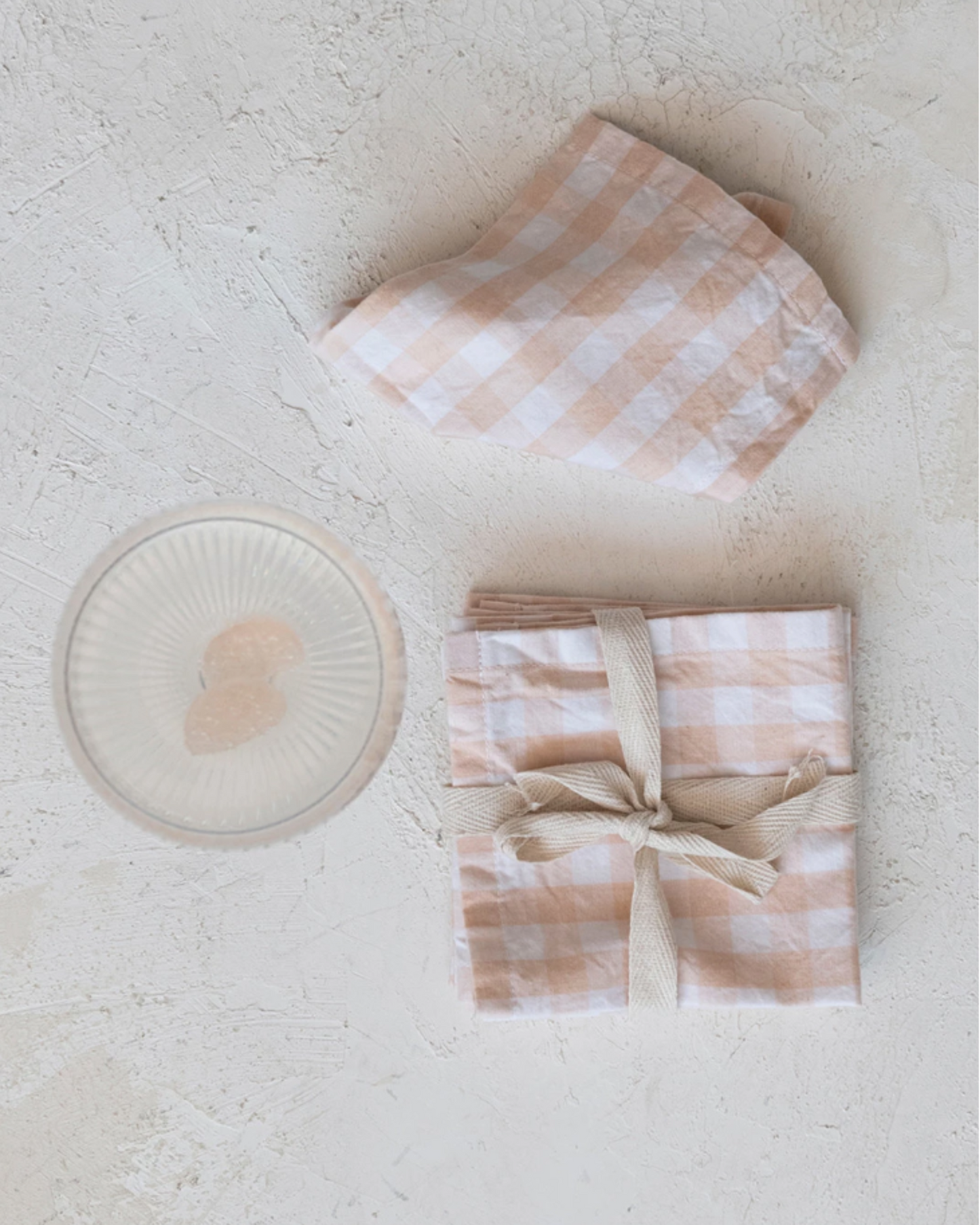 Cotton Cocktail Napkins w/ Gingham Pattern (Set of 4)