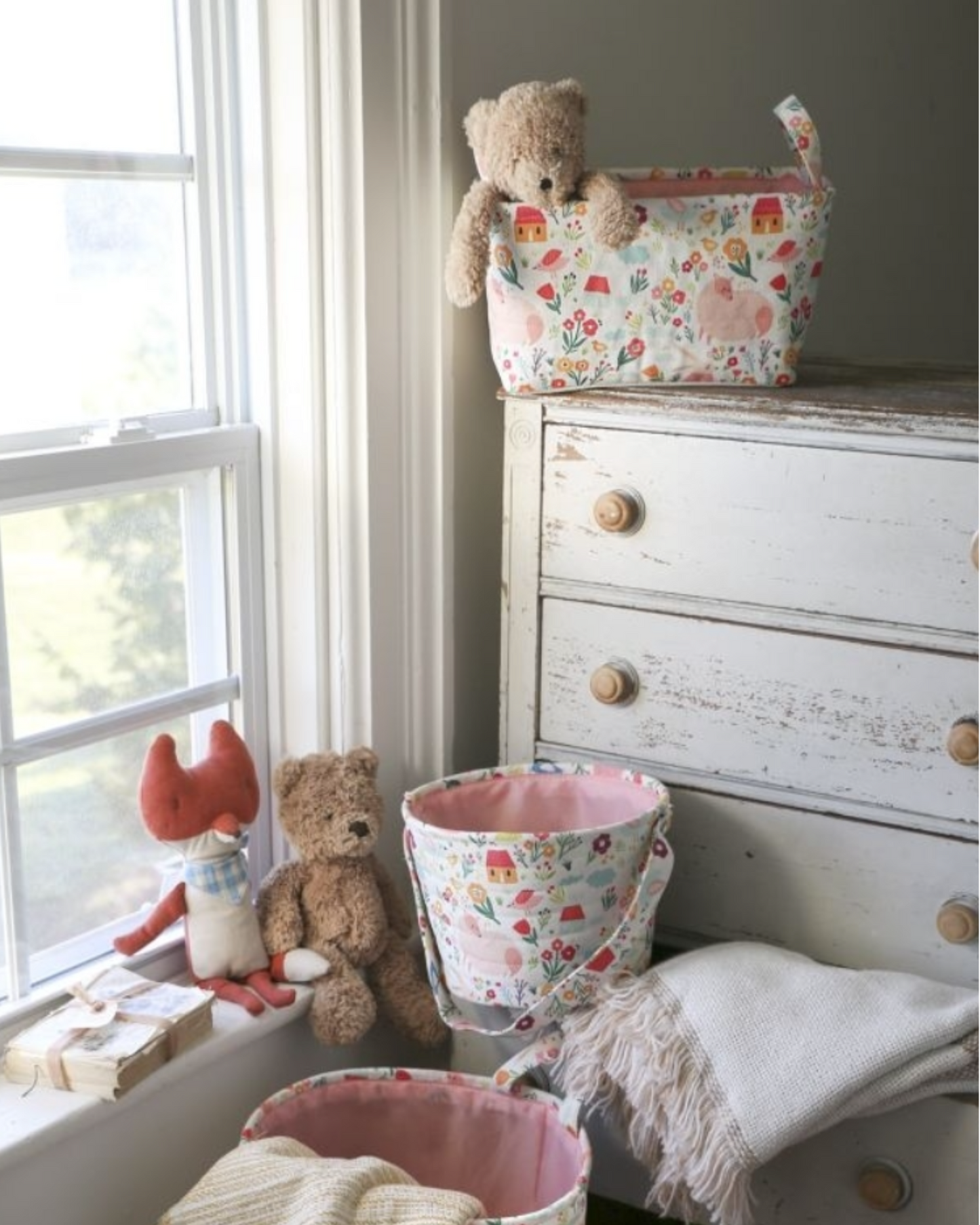 Kids Floral Storage Basket