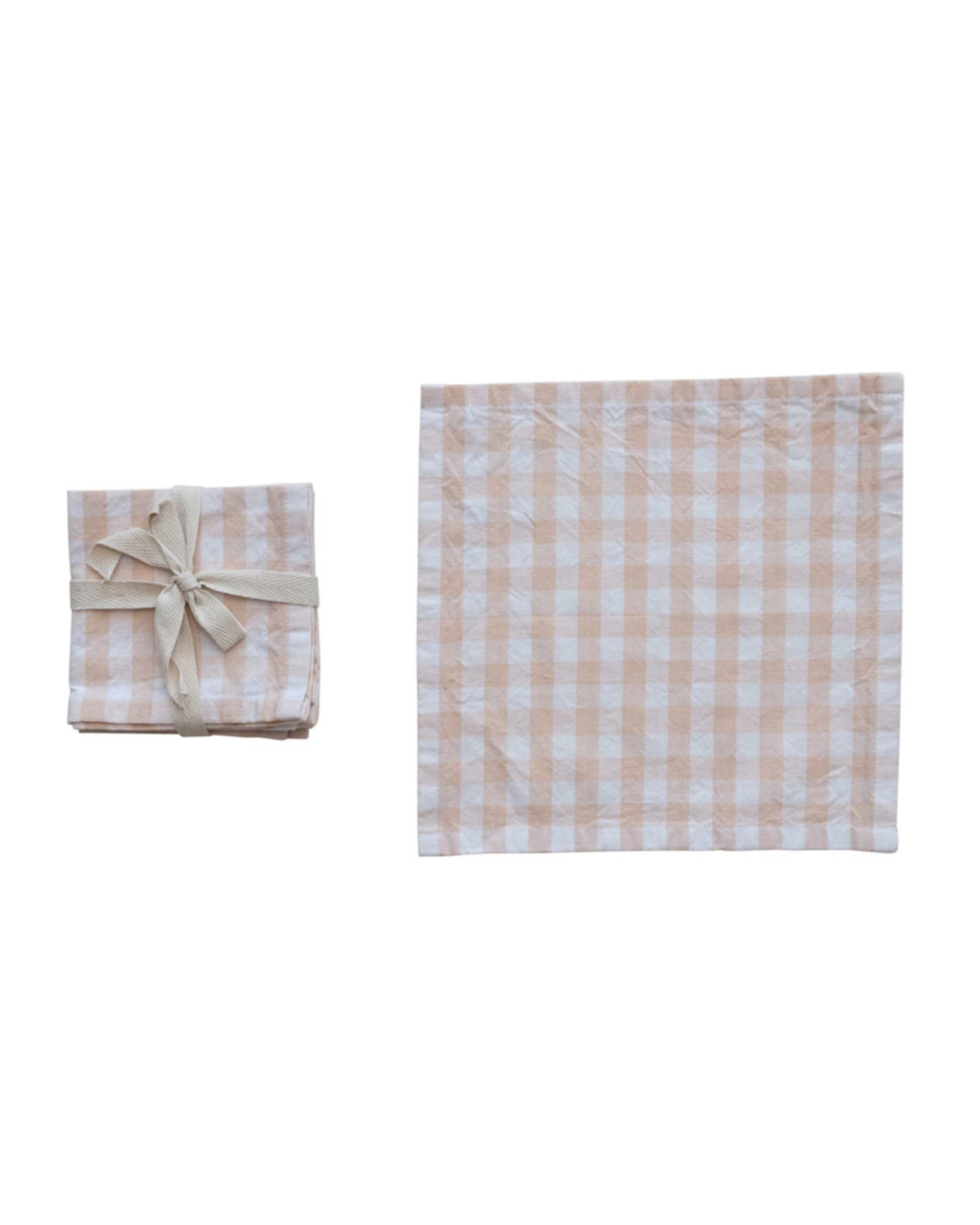 Cotton Cocktail Napkins w/ Gingham Pattern (Set of 4)