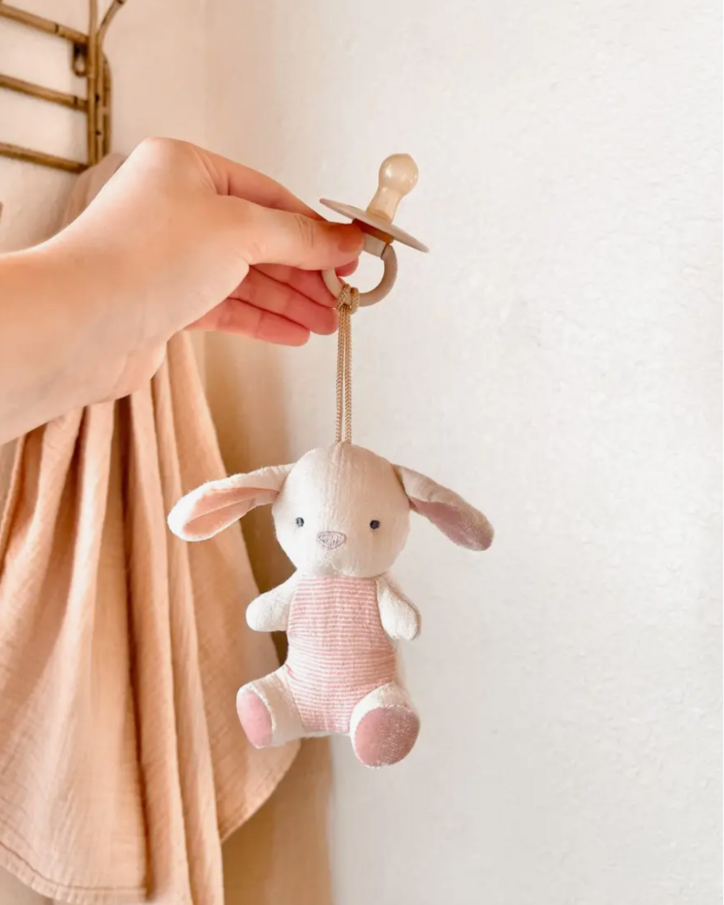 Bunny Bitzy Pal: Natural Rubber Pacifier & Stuffed Animal