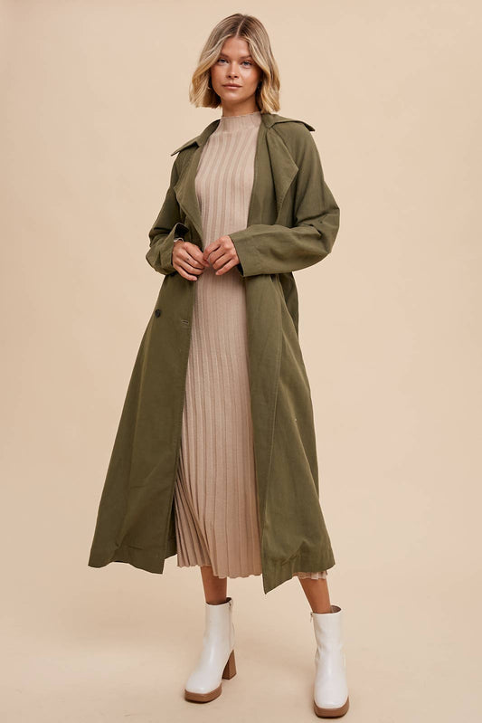 Long Trench Coat with Belt