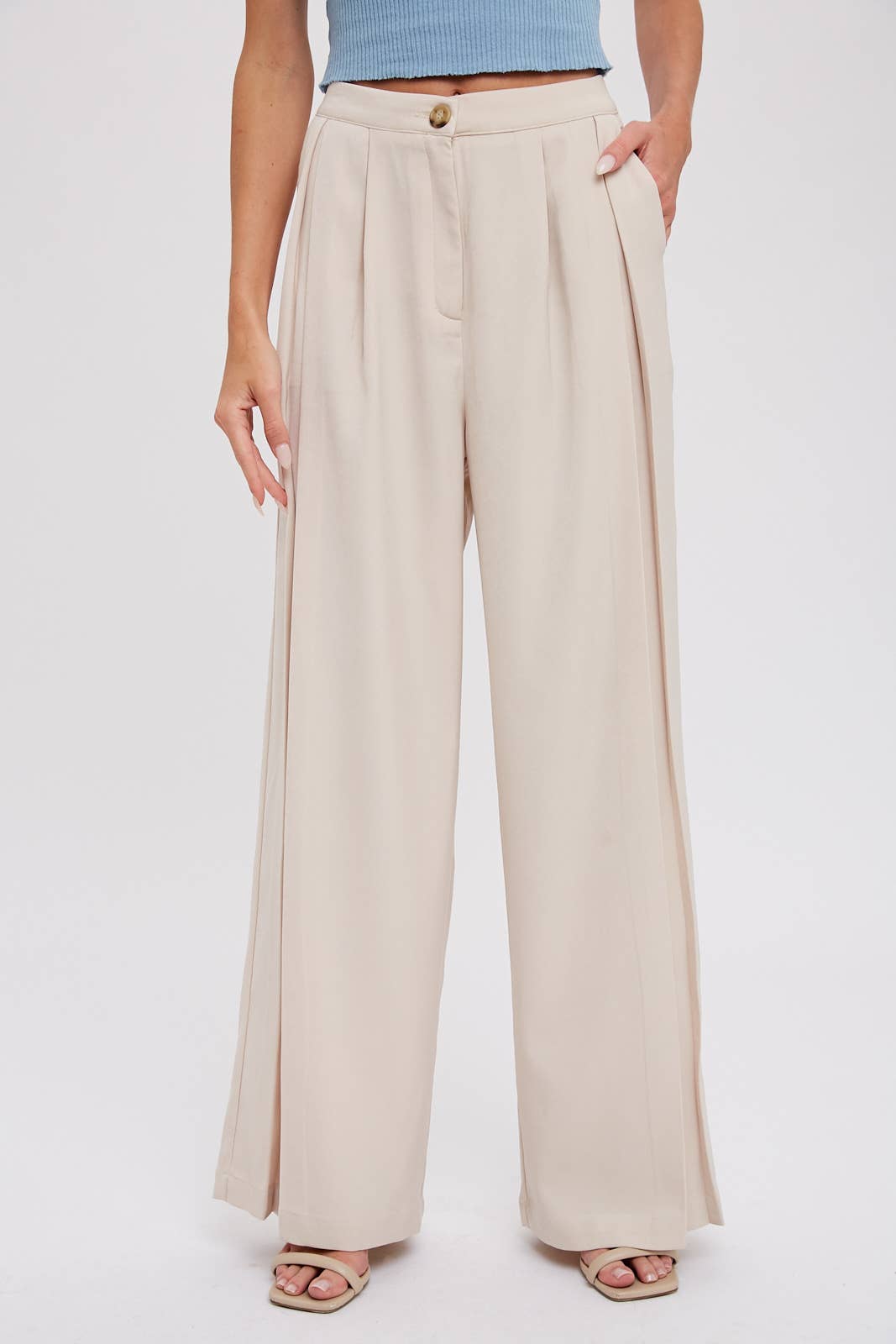 PINTUCK WIDE LEG PANTS